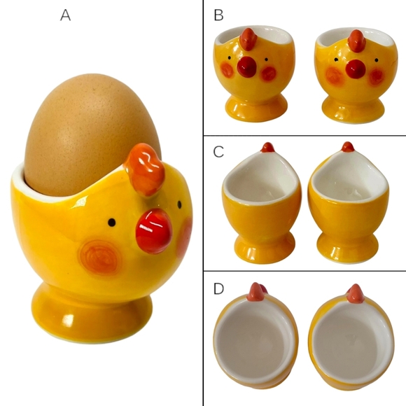 Hand Painted Ceramic Vintage Breakfast Egg Cups - Picture 3 of 6